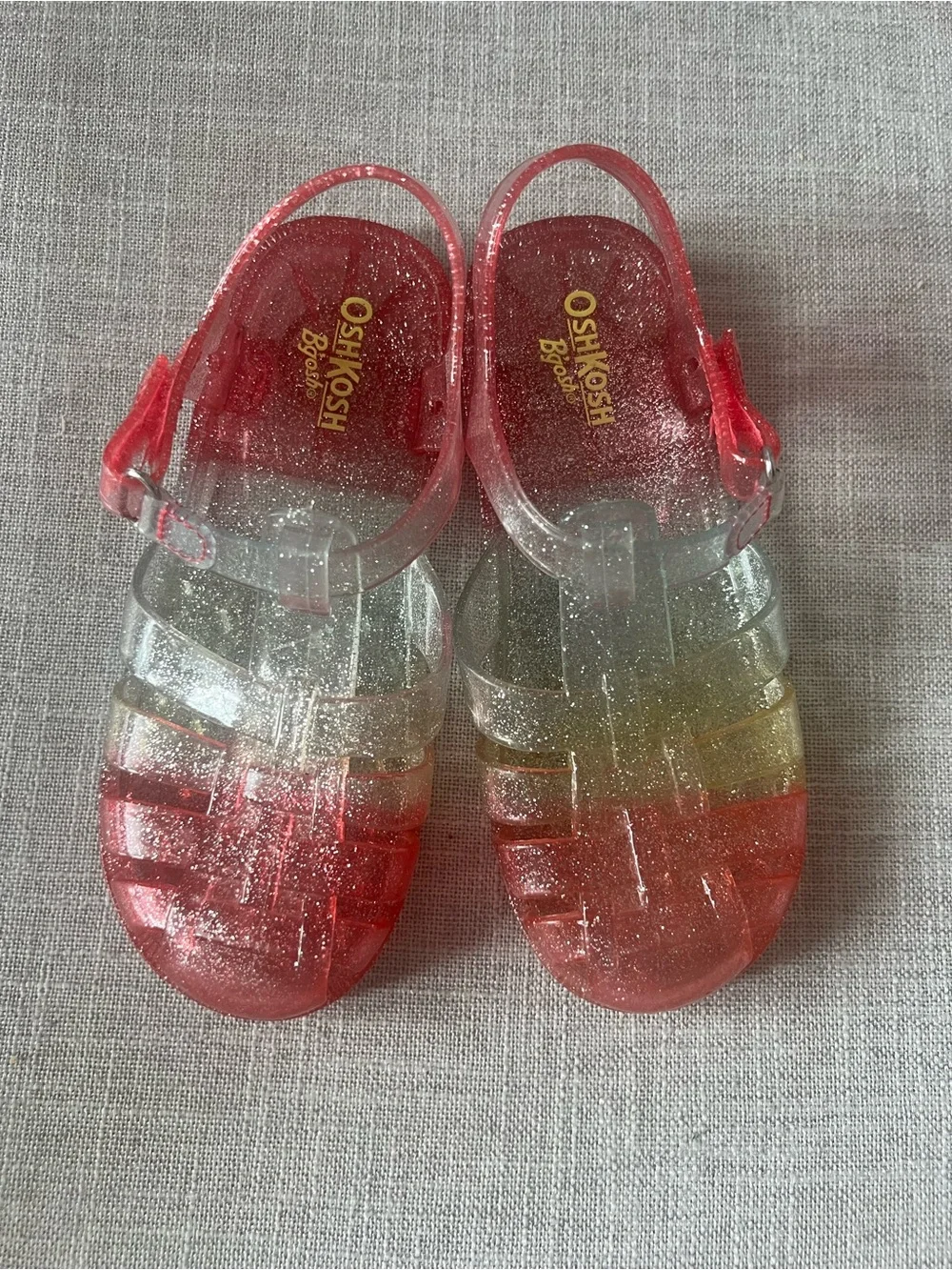 OshKosh B'gosh Girls Glam Glitter Pink Ombre Fisherman Jelly Sandals , Size 12
